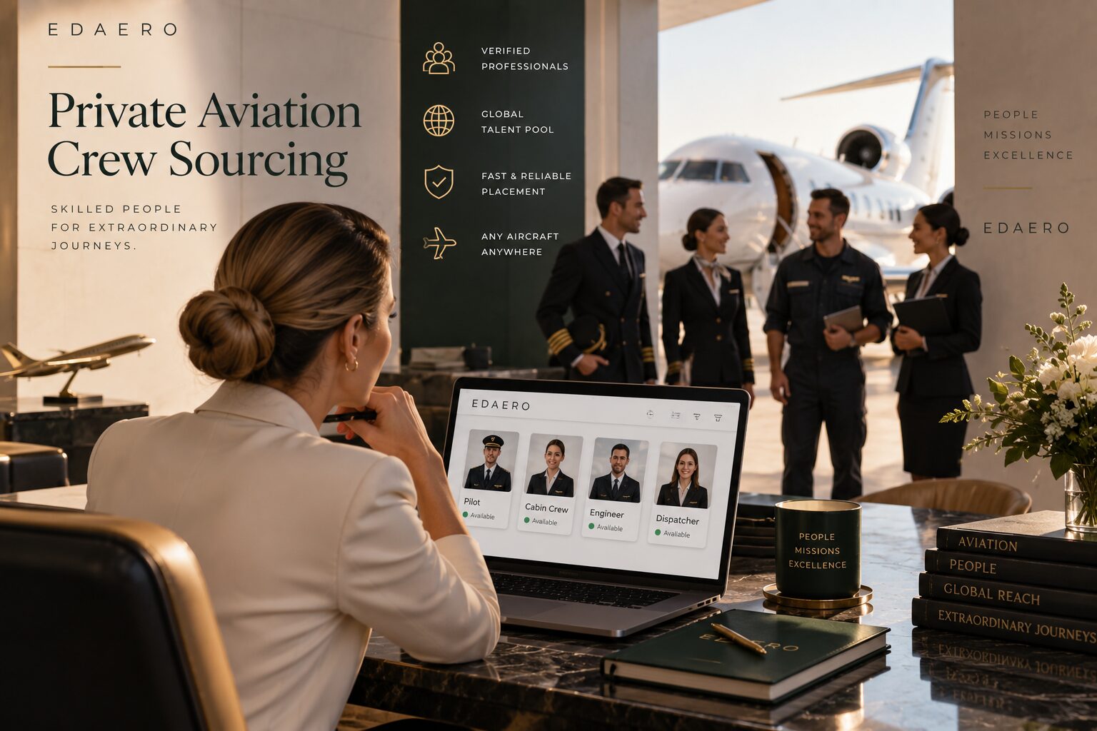 Operator reviewing document-reviewed pilot, cabin crew, engineer and dispatcher profiles on the EDAERO platform